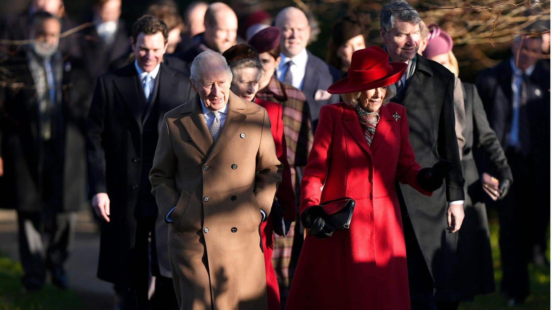 King Charles, Queen Camilla lead royal family's Christmas walk