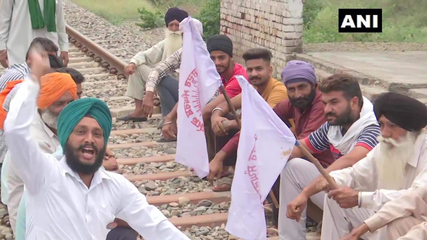 Protesters sit on rail tracks in Punjab and Haryana Protesters sit on rail tracks in Punjab and Haryana