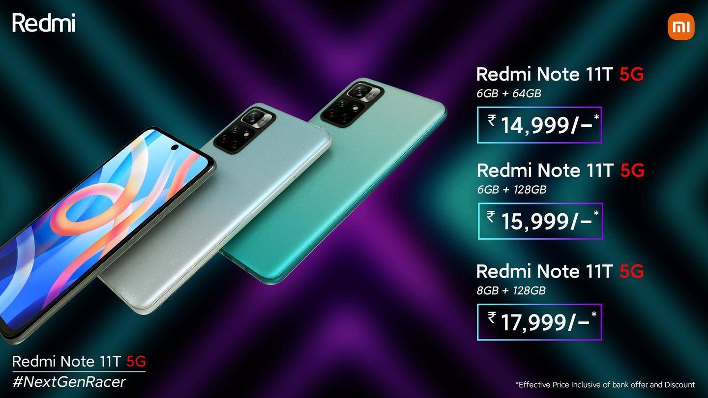 Redmi Note 11T 5G: Pricing and availability Redmi Note 11T 5G: Pricing and availability