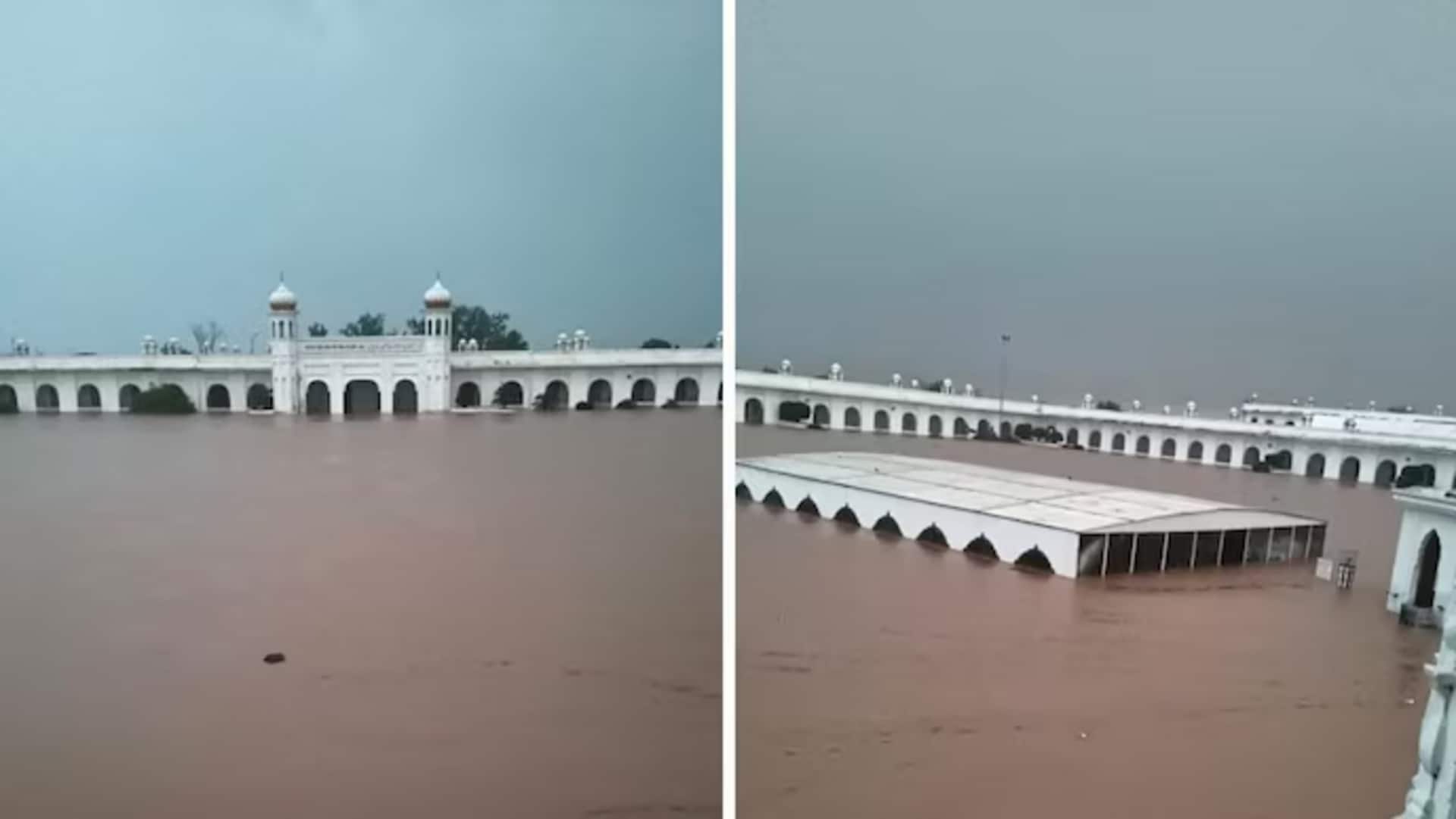 Kartarpur Sahib almost completely submerged in water after heavy rain Kartarpur Sahib almost completely submerged in water after heavy rain