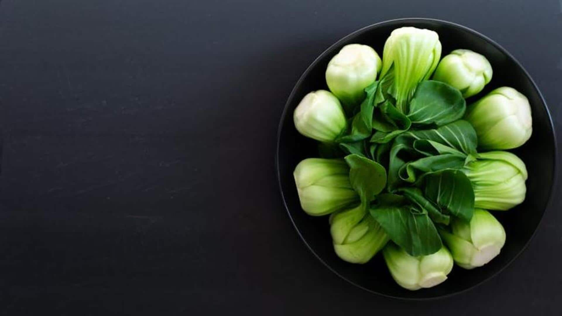 Growing lush bok choy in shallow kitchen planters