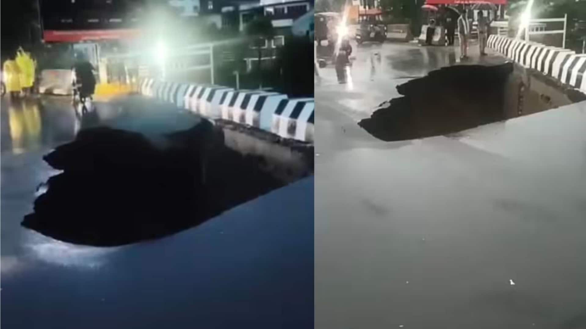 Dehradun: Massive crater forms on newly inaugurated bridge