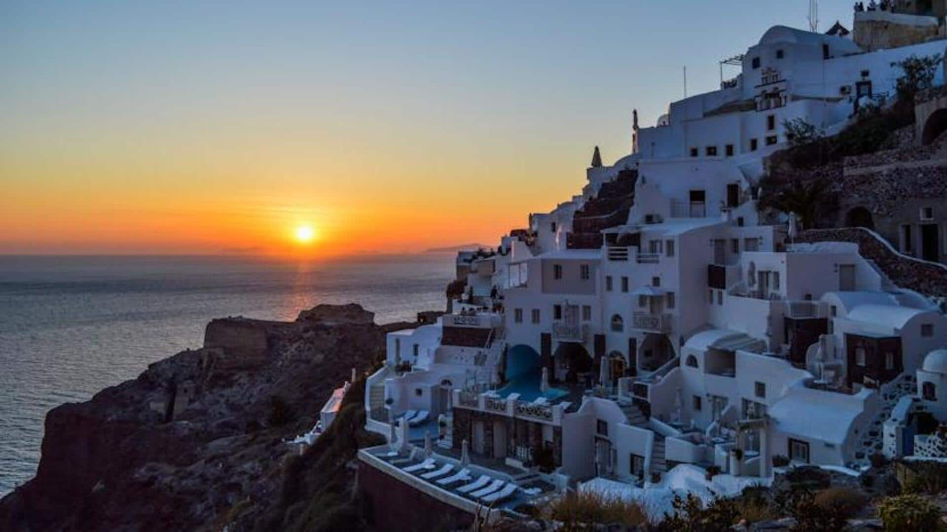 Serene sunset beaches in Santorini, Greece