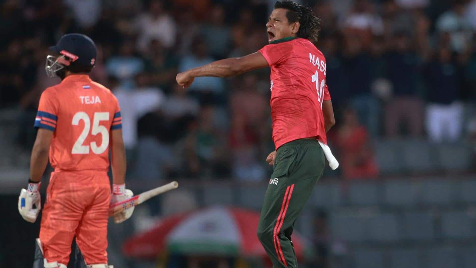 Bangladesh spinner Nasum Ahmed shines against Netherlands: Key stats Bangladesh spinner Nasum Ahmed shines against Netherlands: Key stats