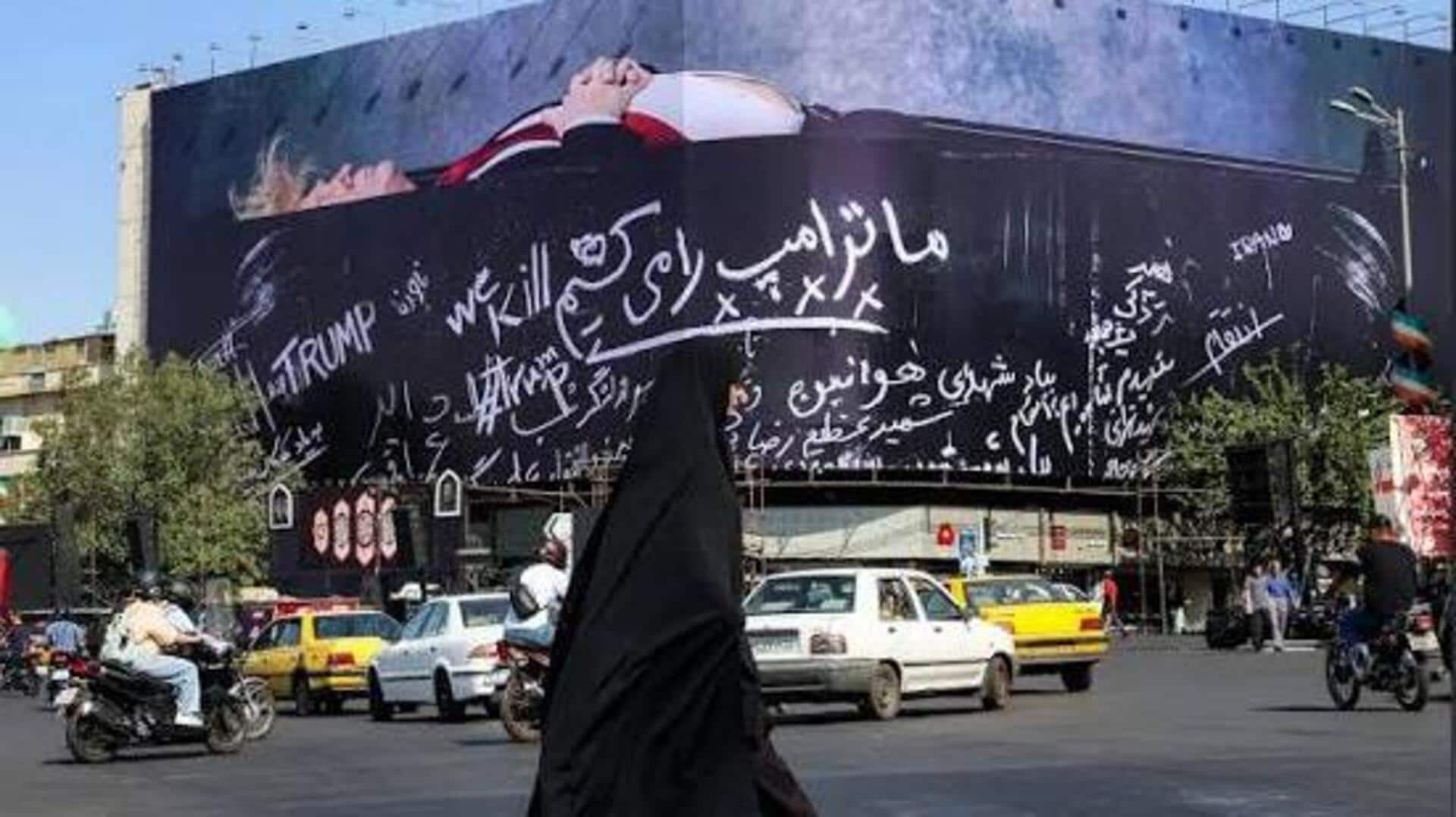 Iran puts up giant billboard showing Trump in coffin 