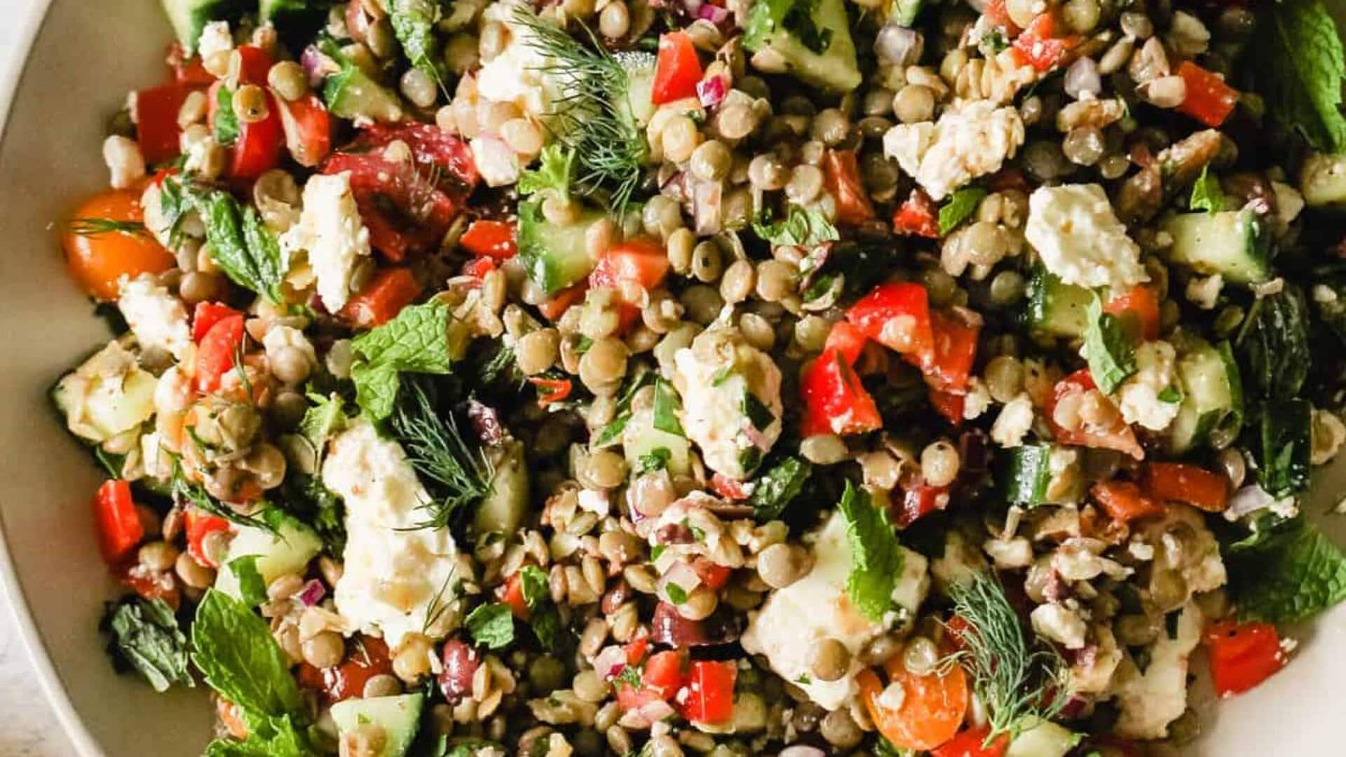 Feta-infused Greek lentil salad recipe