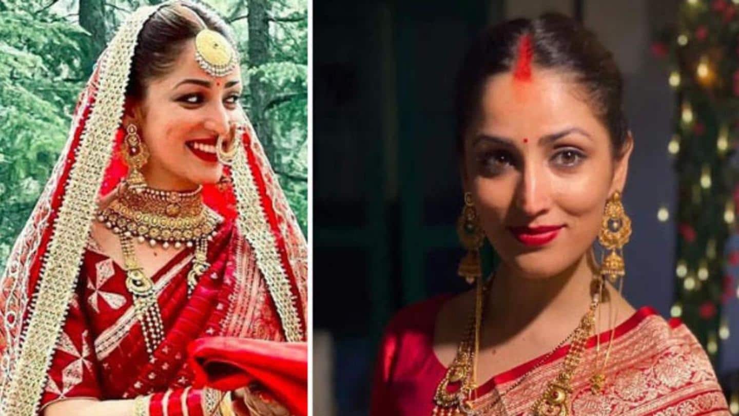 Gautam wore her mother's sari for the wedding Gautam wore her mother's sari for the wedding