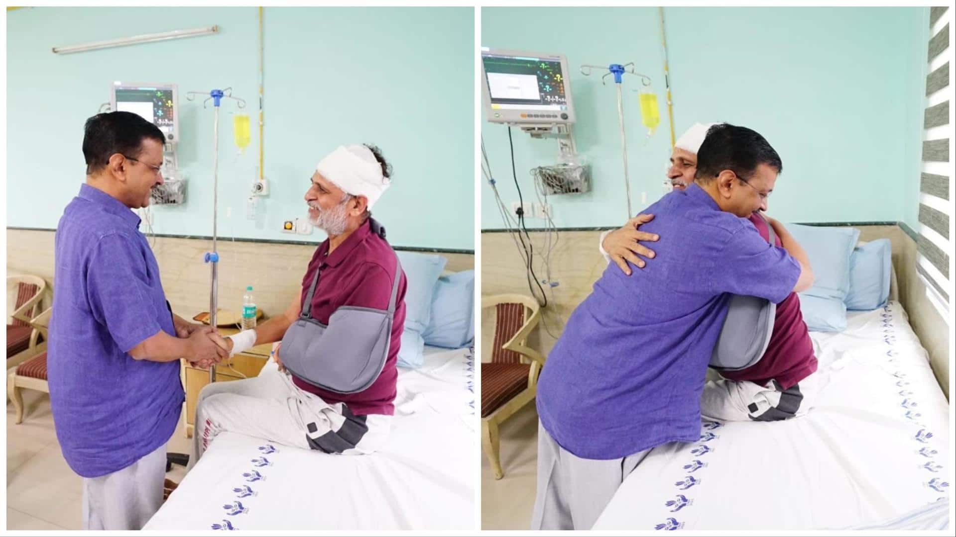 'Brave man, hero': Kejriwal after meeting Satyendar Jain in hospital