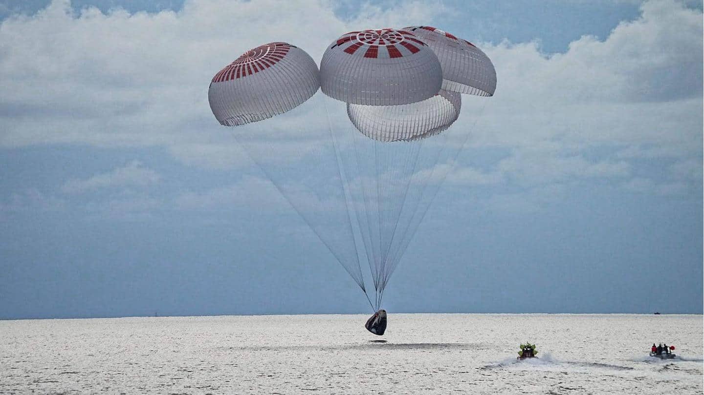 Landing and splashdown were streamed live by SpaceX Landing and splashdown were streamed live by SpaceX