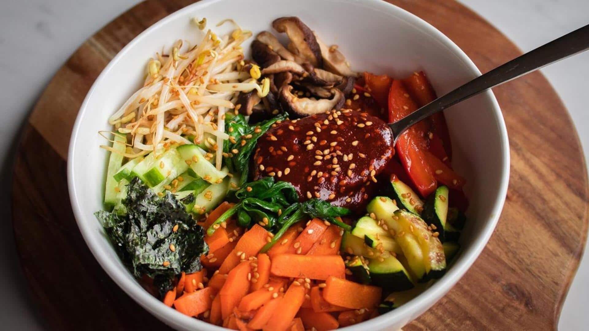 Make vegan Korean bibimbap in 4 simple steps