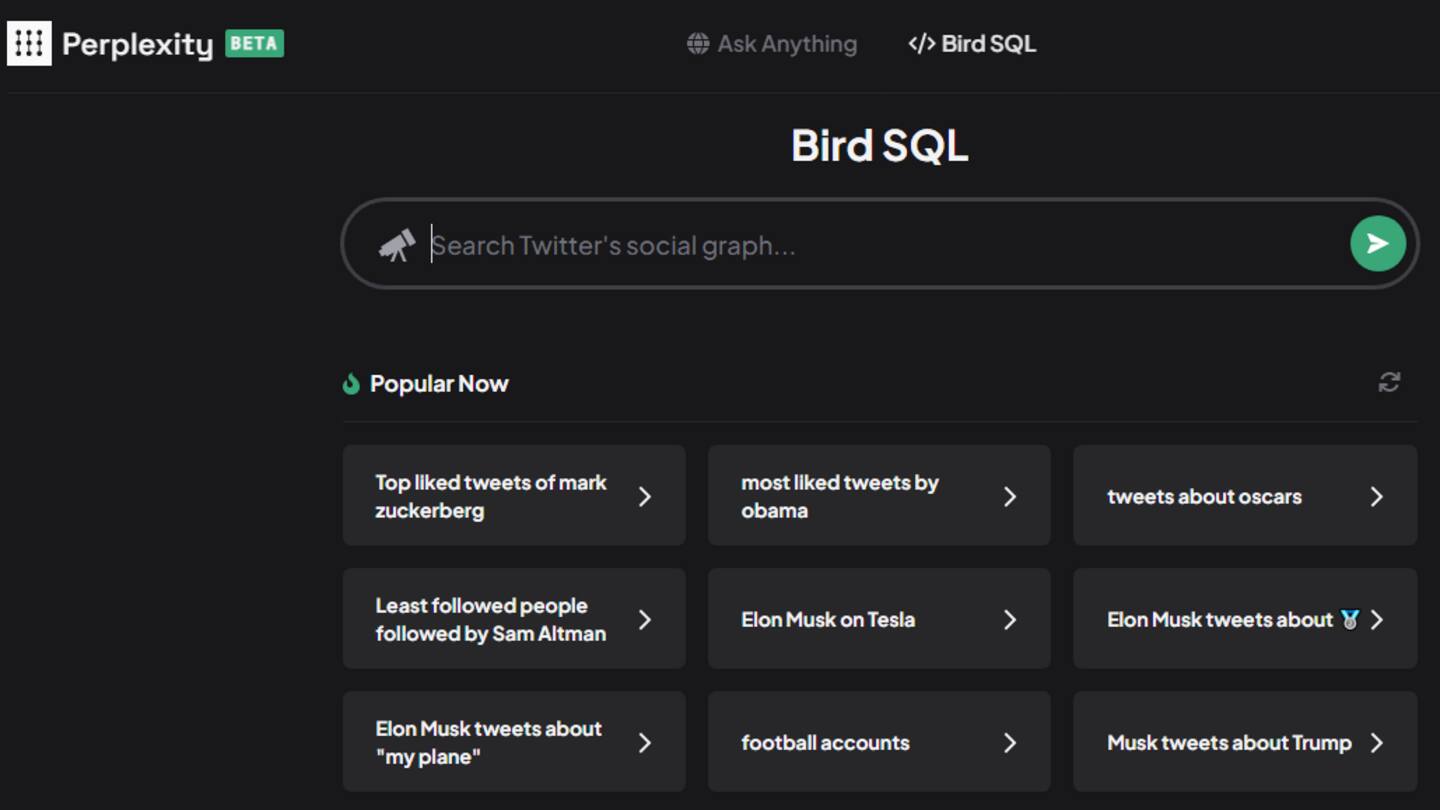 Perplexity AI's Bird SQL is Twitter search on steroids
