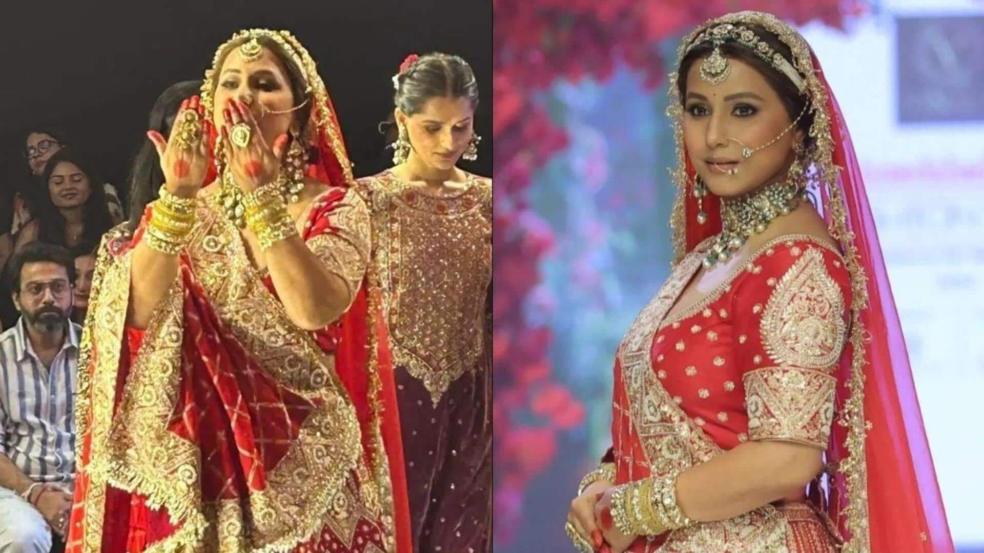 Braving breast cancer, Hina Khan stuns with bridal ramp walk!