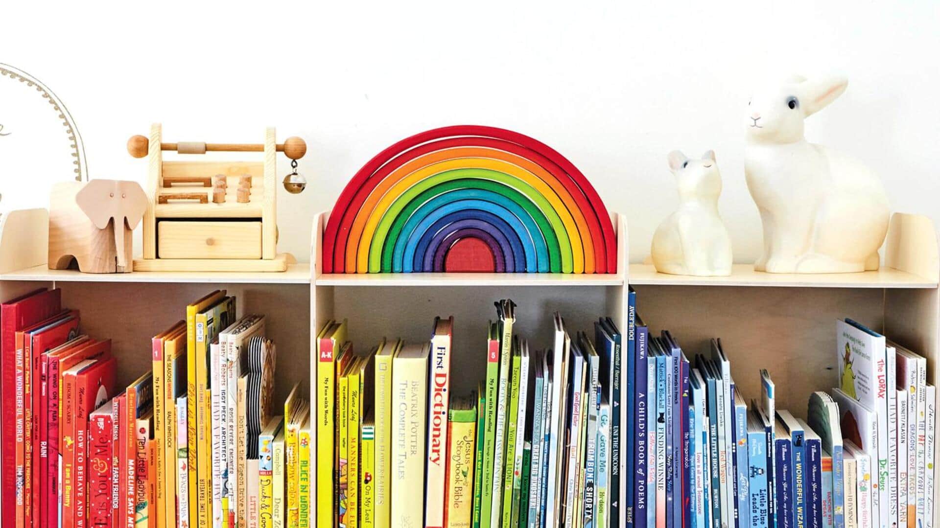 Organize books by color to add vibrancy to your space