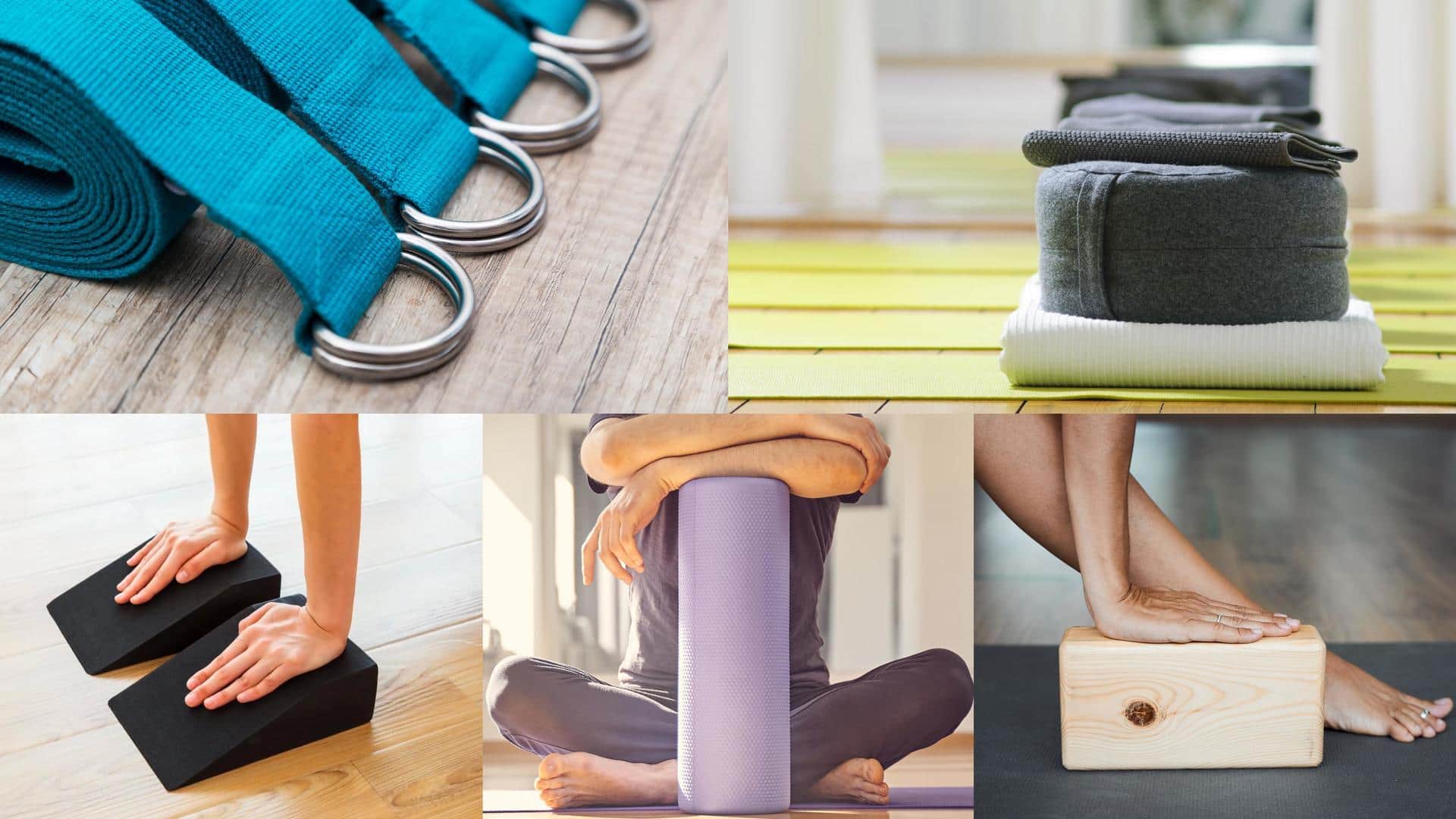 Yoga Blocks, Props, Straps and Bolsters