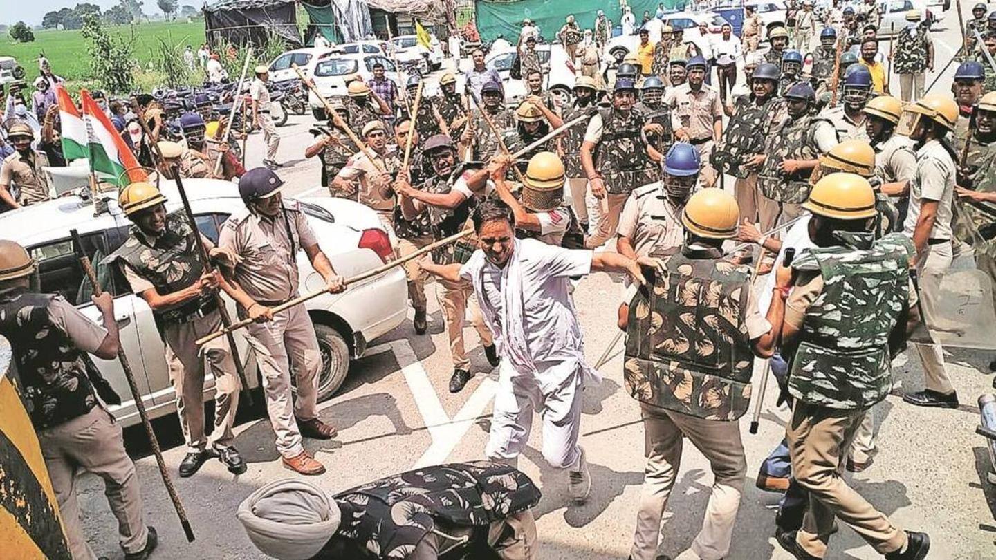 Haryana Police had lathi-charged a farmers group on August 28 Haryana Police had lathi-charged a farmers group on August 28