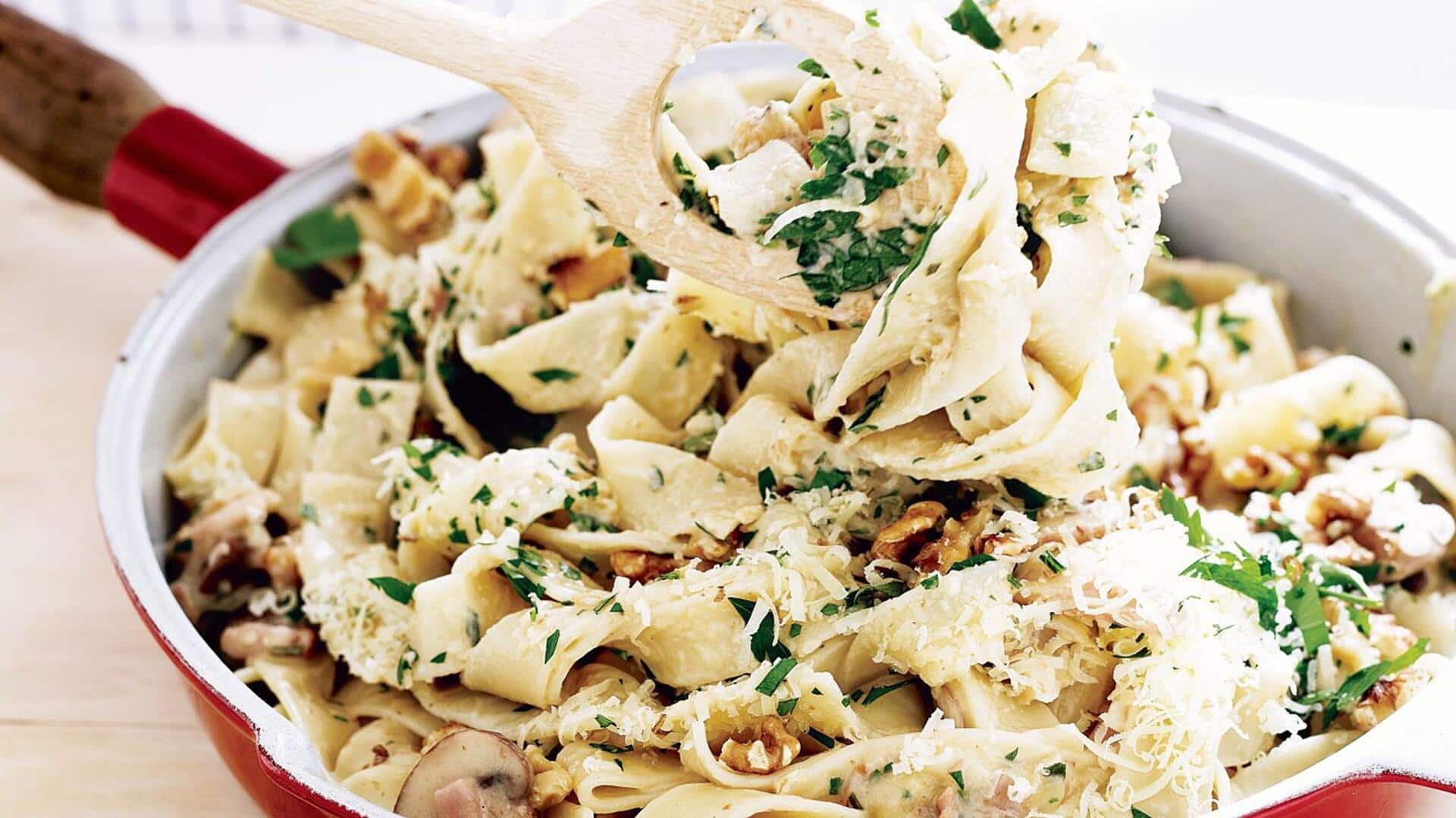Mushrooms + walnuts: The perfect vegetarian pasta combo