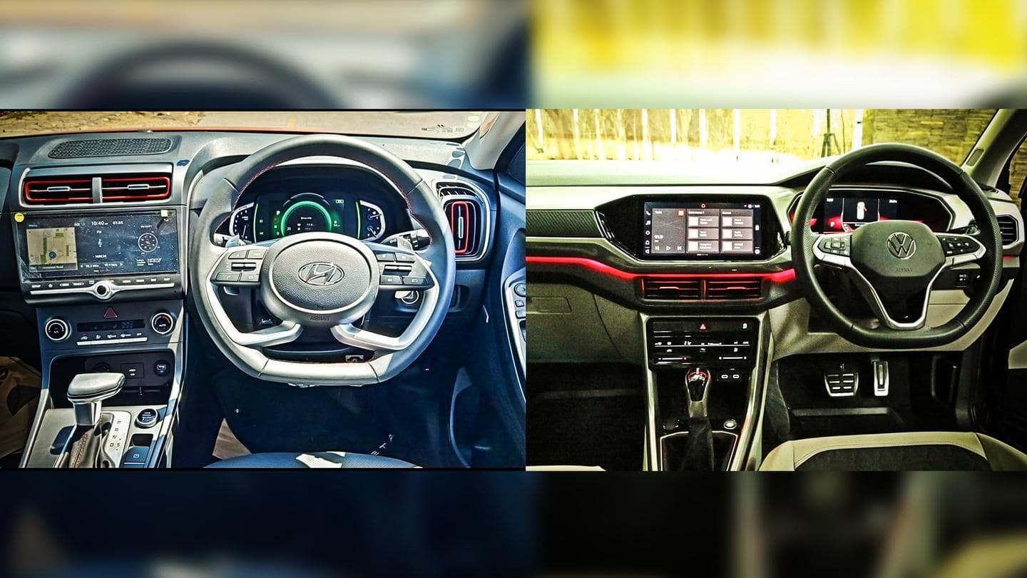 Taigun's dashboard is uncluttered while the Creta looks more premium Taigun's dashboard is uncluttered while the Creta looks more premium