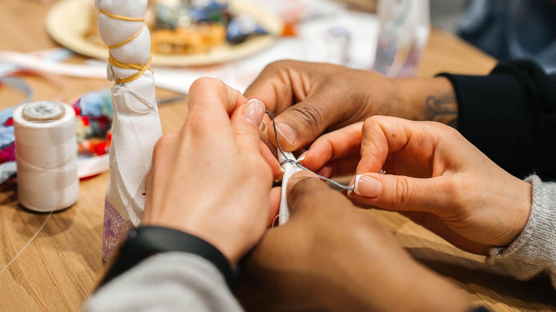 Hand-embroidery: Try this simple craft activity with your friends