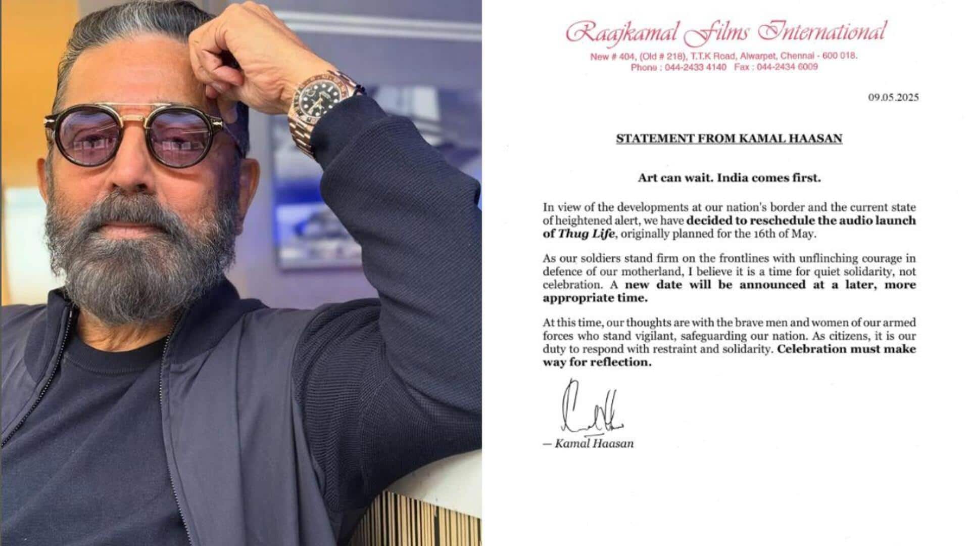 Kamal Haasan postpones 'Thug Life' audio launch amid India-Pakistan tensions Kamal Haasan postpones 'Thug Life' audio launch amid India-Pakistan tensions