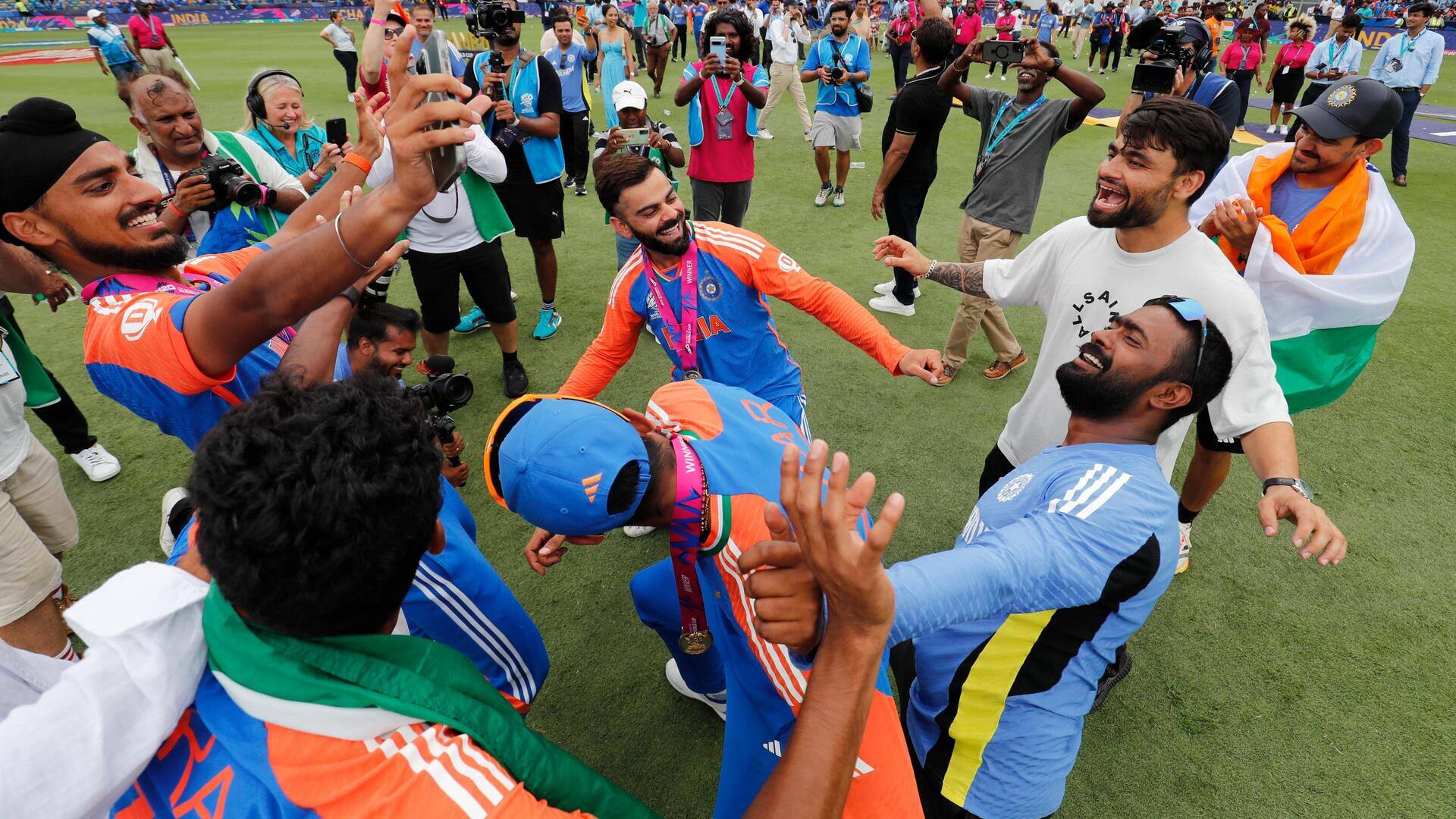 Team India's victory parade gather thousands despite heavy rain: Pictures