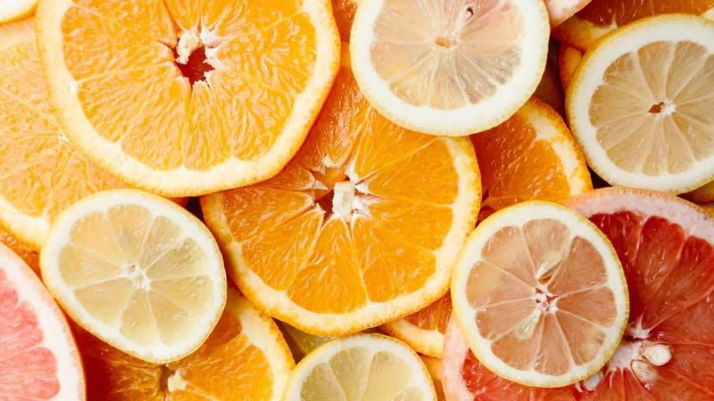 Citrus fruits: Oranges, lemon, grapefruit