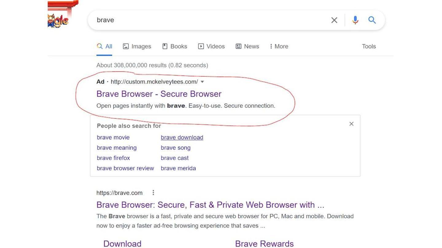 Los enlaces maliciosos entre los resultados de búsqueda se promocionan con anuncios de Google.