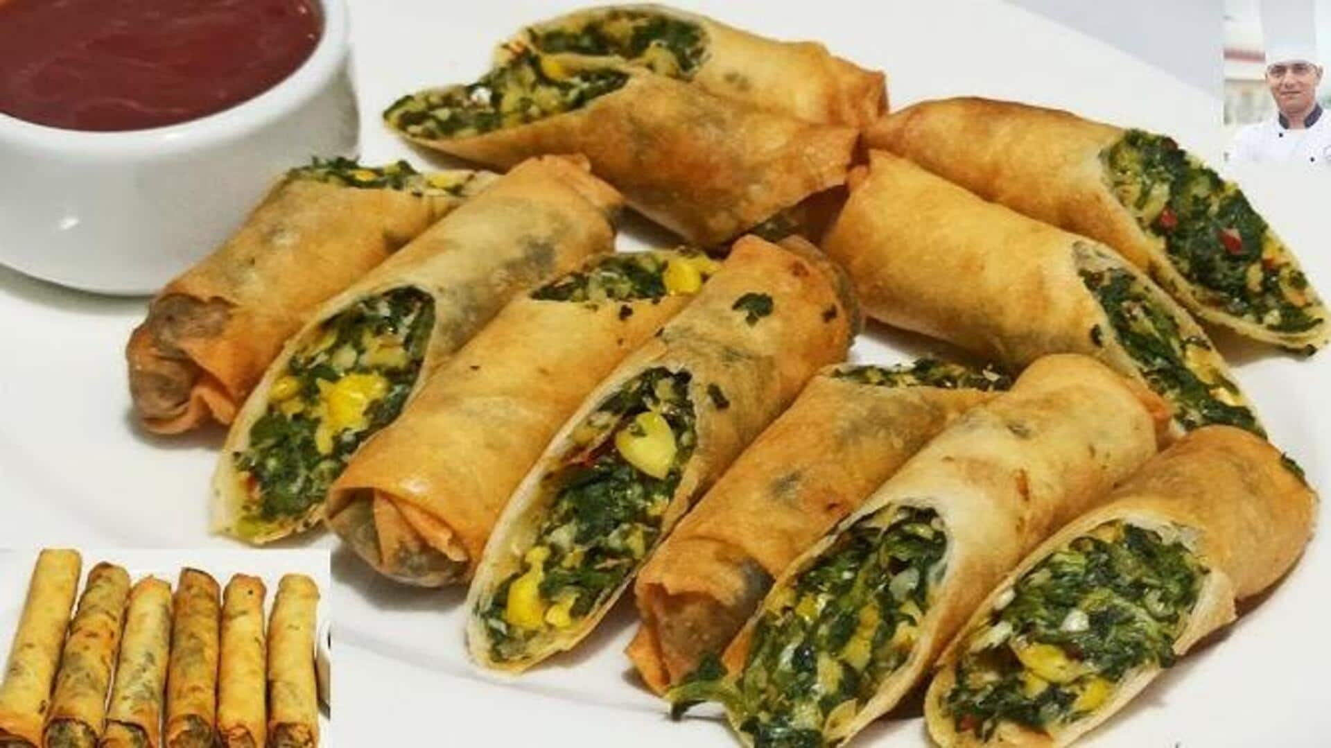 Cook Indian palak paneer spring rolls in 4 simple steps