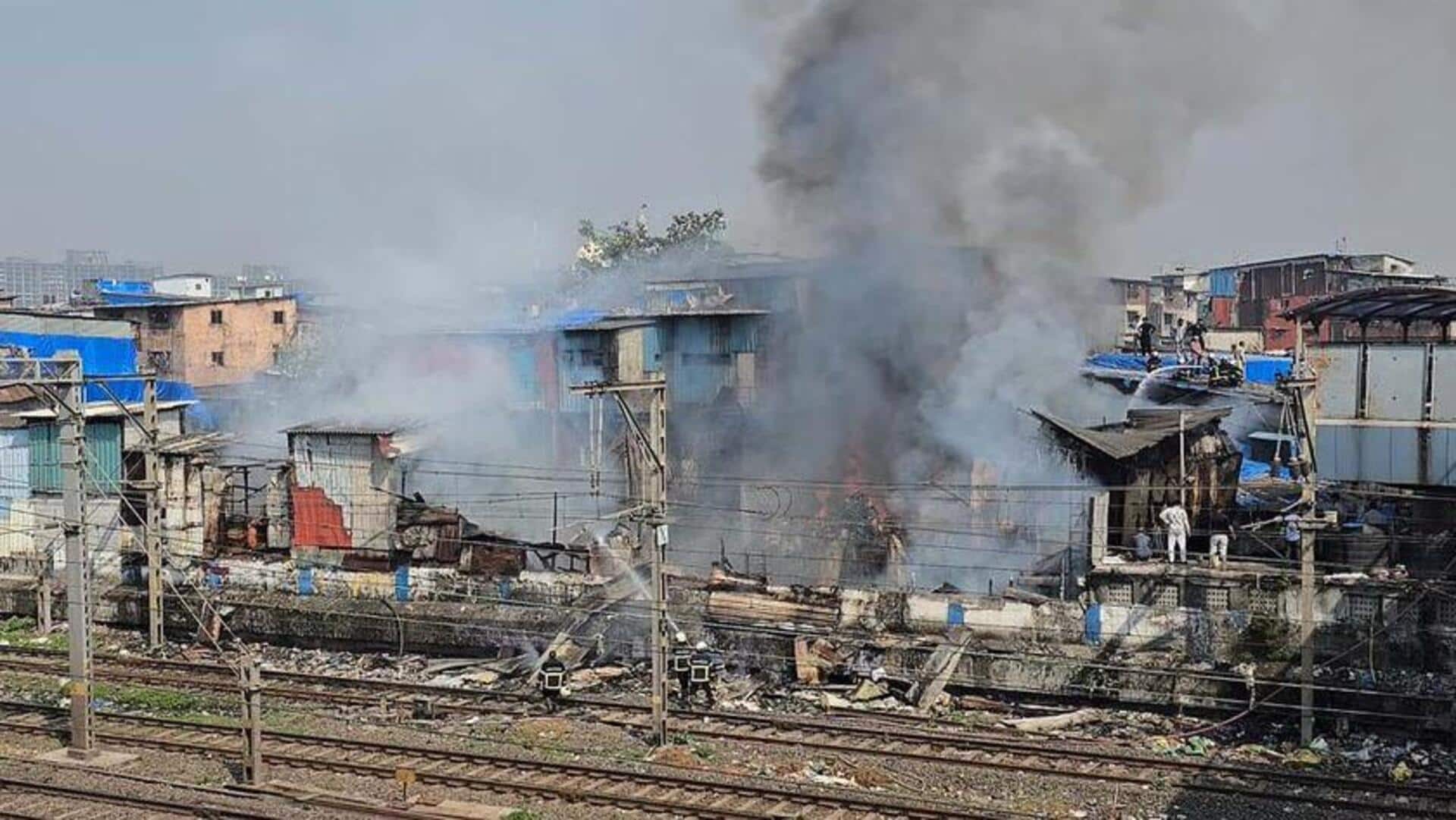 Fire erupts near Dharavi rail tracks; Bandra-Mahim train services suspended  