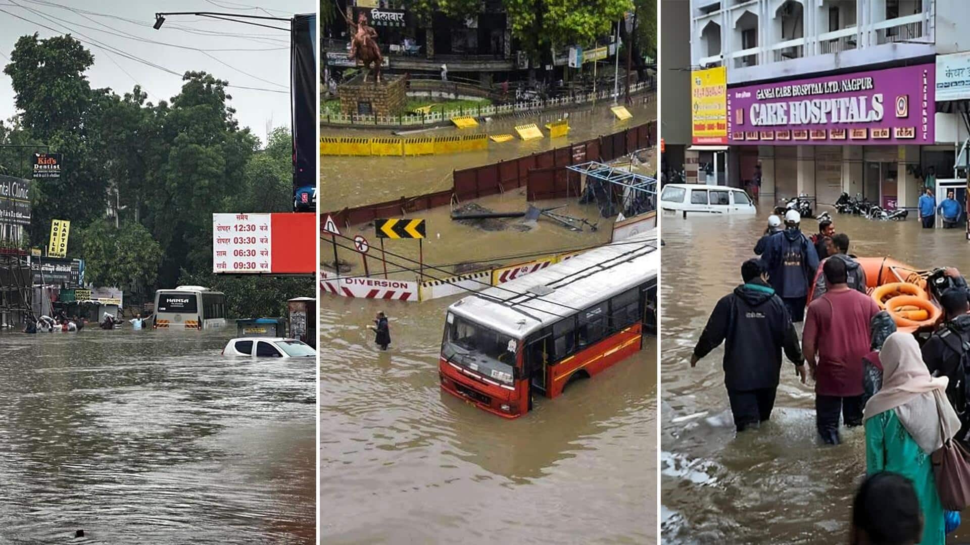 Maharashtra: Flood-like situation in Nagpur city after heavy rains