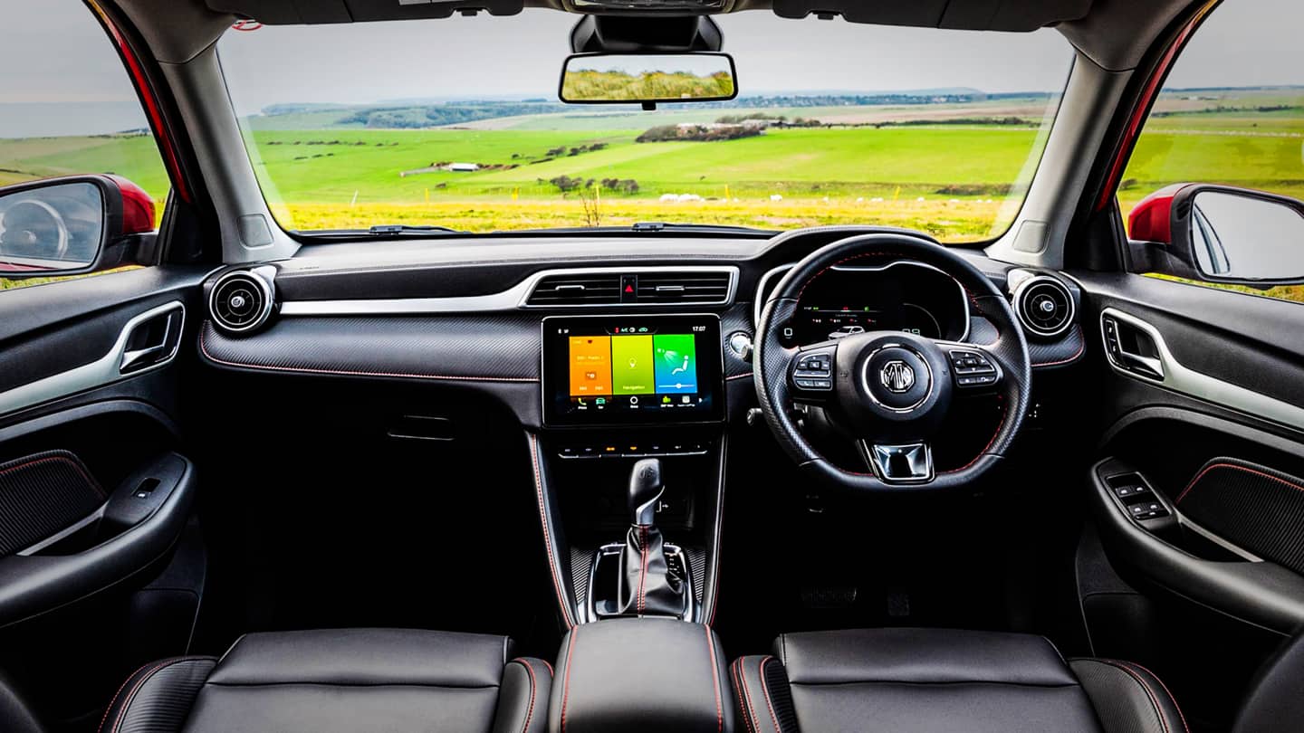 The cabin has soft-touch materials and contrast stitching The cabin has soft-touch materials and contrast stitching