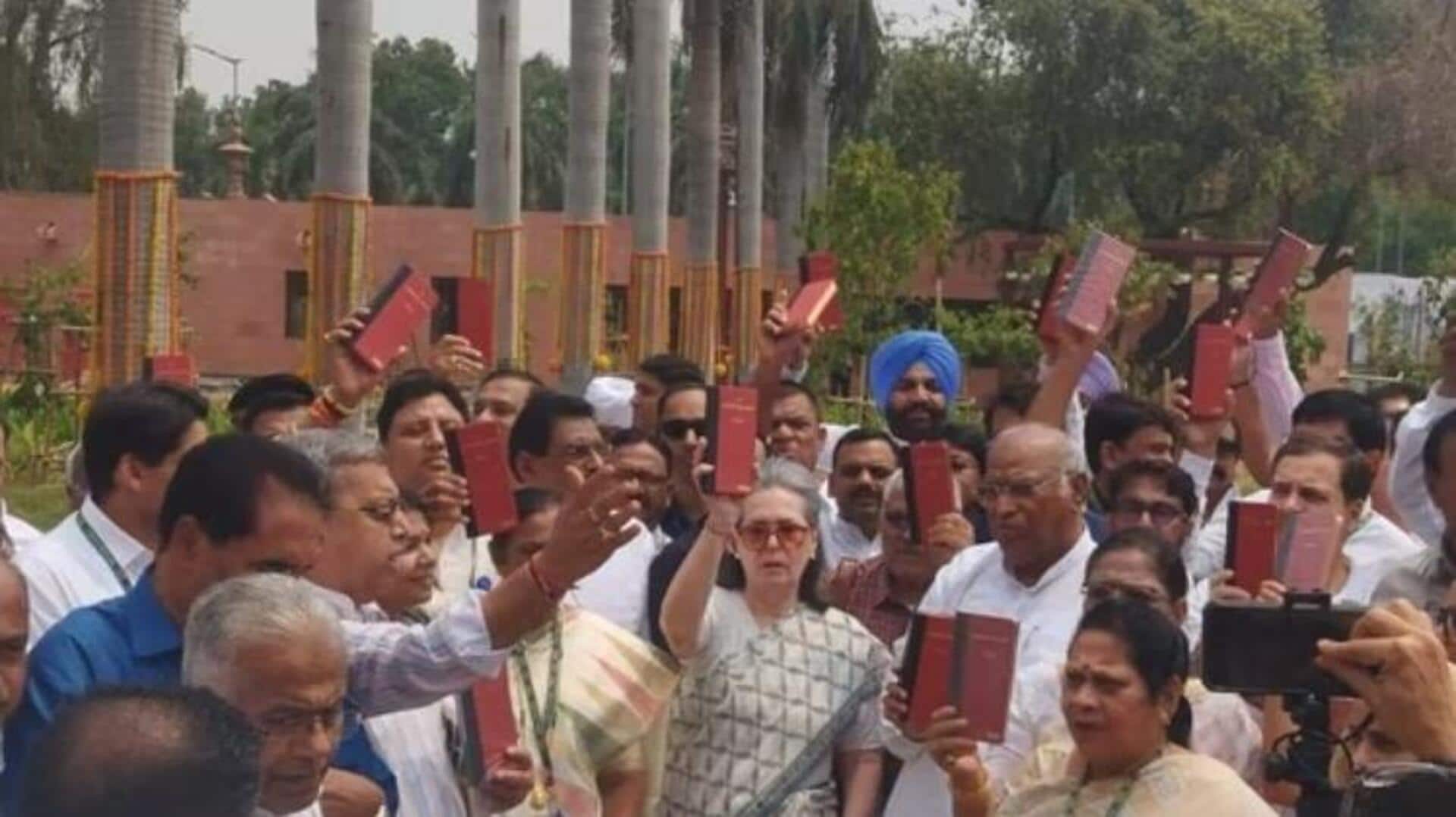 INDIA bloc launches protest outside Parliament amid pro-tem speaker row