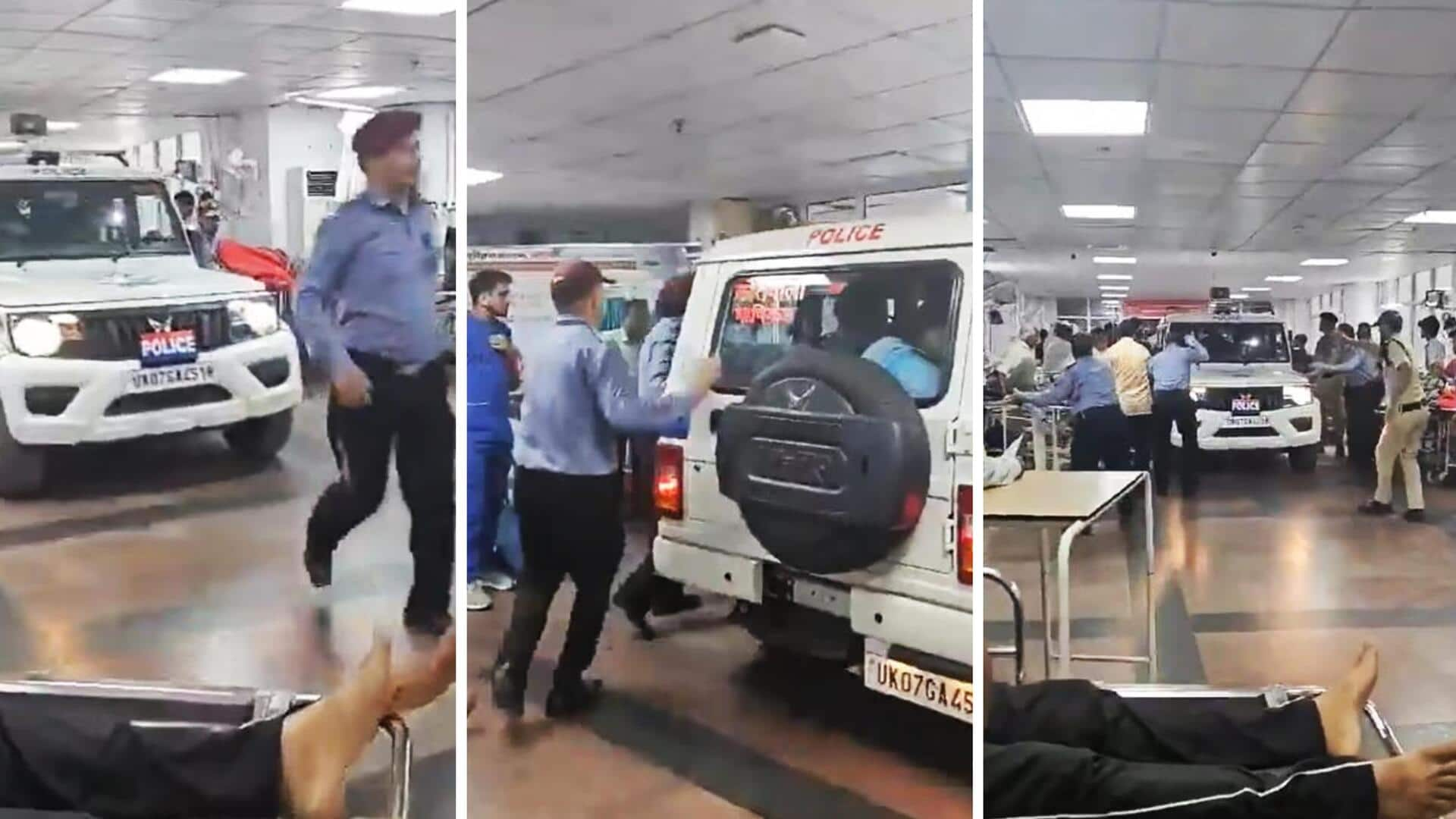 Police drive vehicle into AIIMS hospital ward to arrest man 