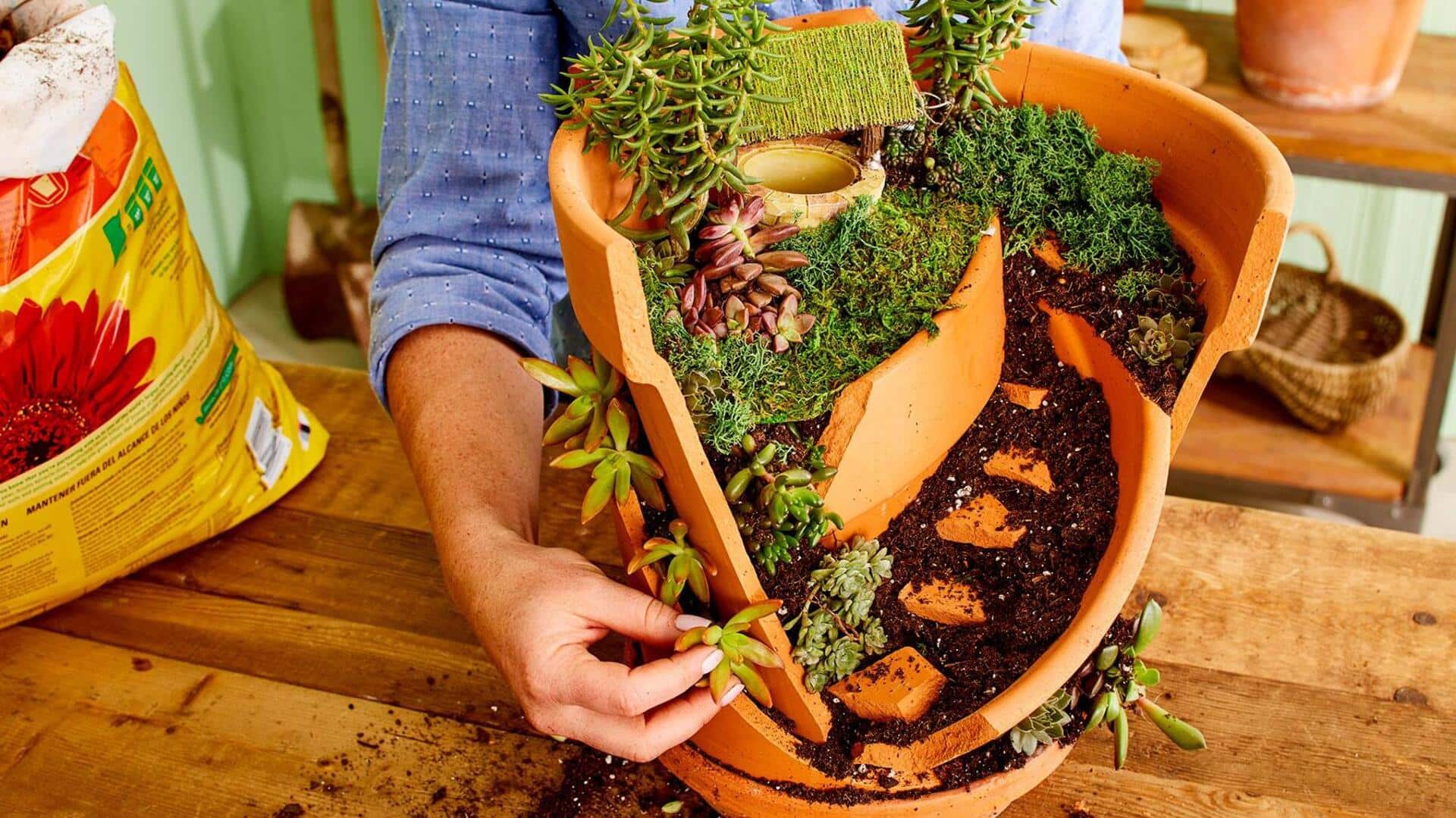 Creative ways to reuse broken pots in your garden