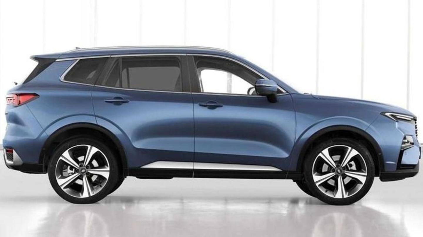 The car has a radiator grille and 20-inch wheels The car has a radiator grille and 20-inch wheels