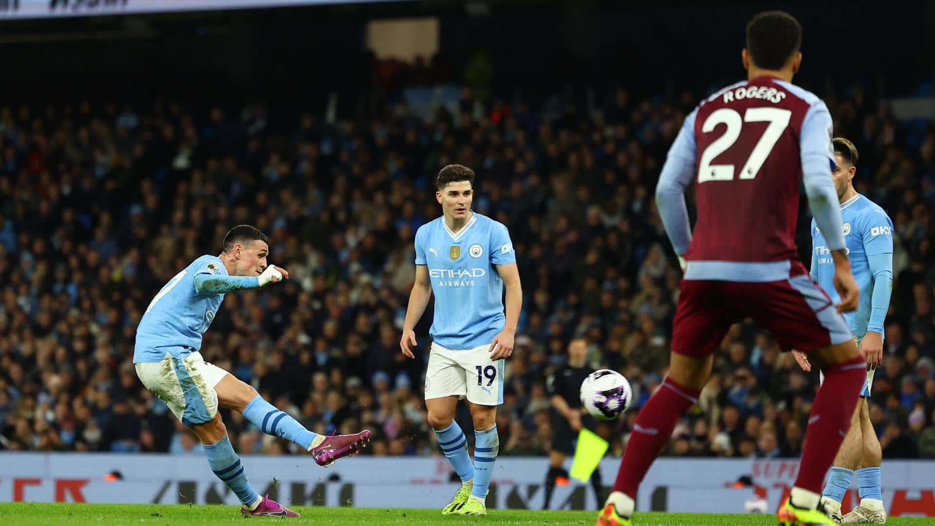 Manchester City's Phil Foden scores hat-trick versus Aston Villa: Stats