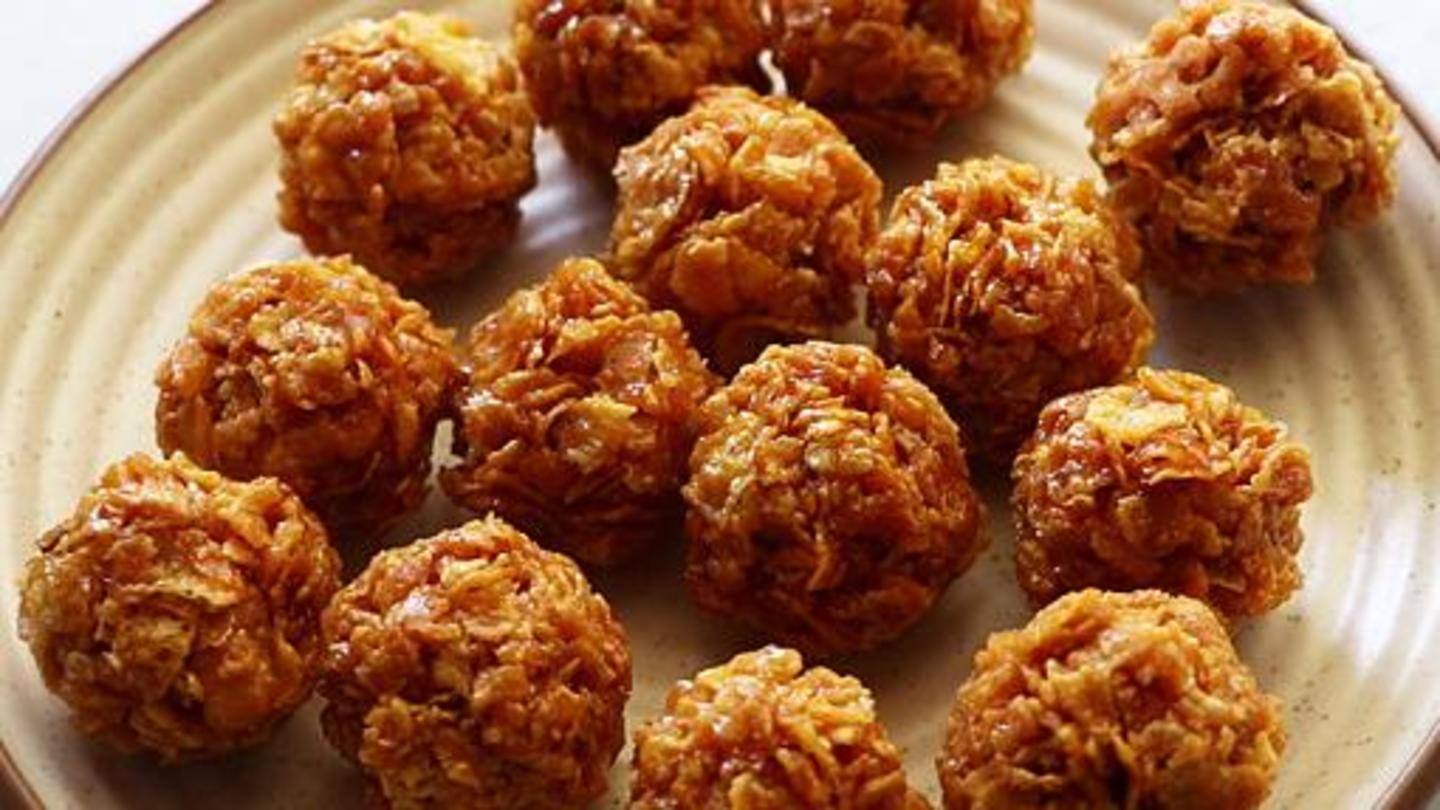 'Laddoo' made with cornflakes; cheesy cornflakes 'Laddoo' made with cornflakes; cheesy cornflakes