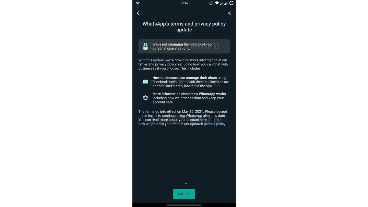 You must accept revised terms to continue using WhatsApp You must accept revised terms to continue using WhatsApp