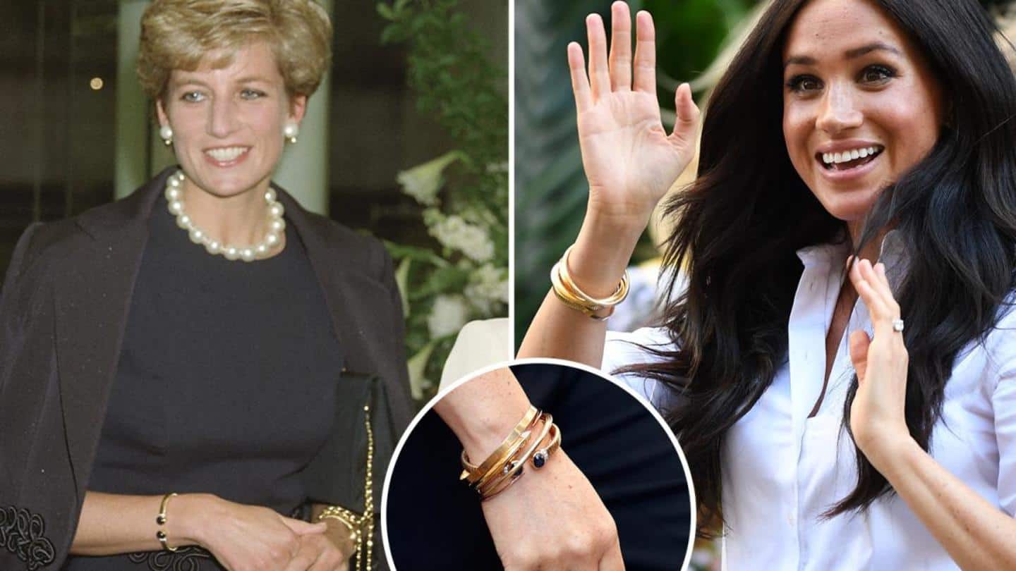 Markle also paid tribute to Diana by wearing her bracelet Markle also paid tribute to Diana by wearing her bracelet