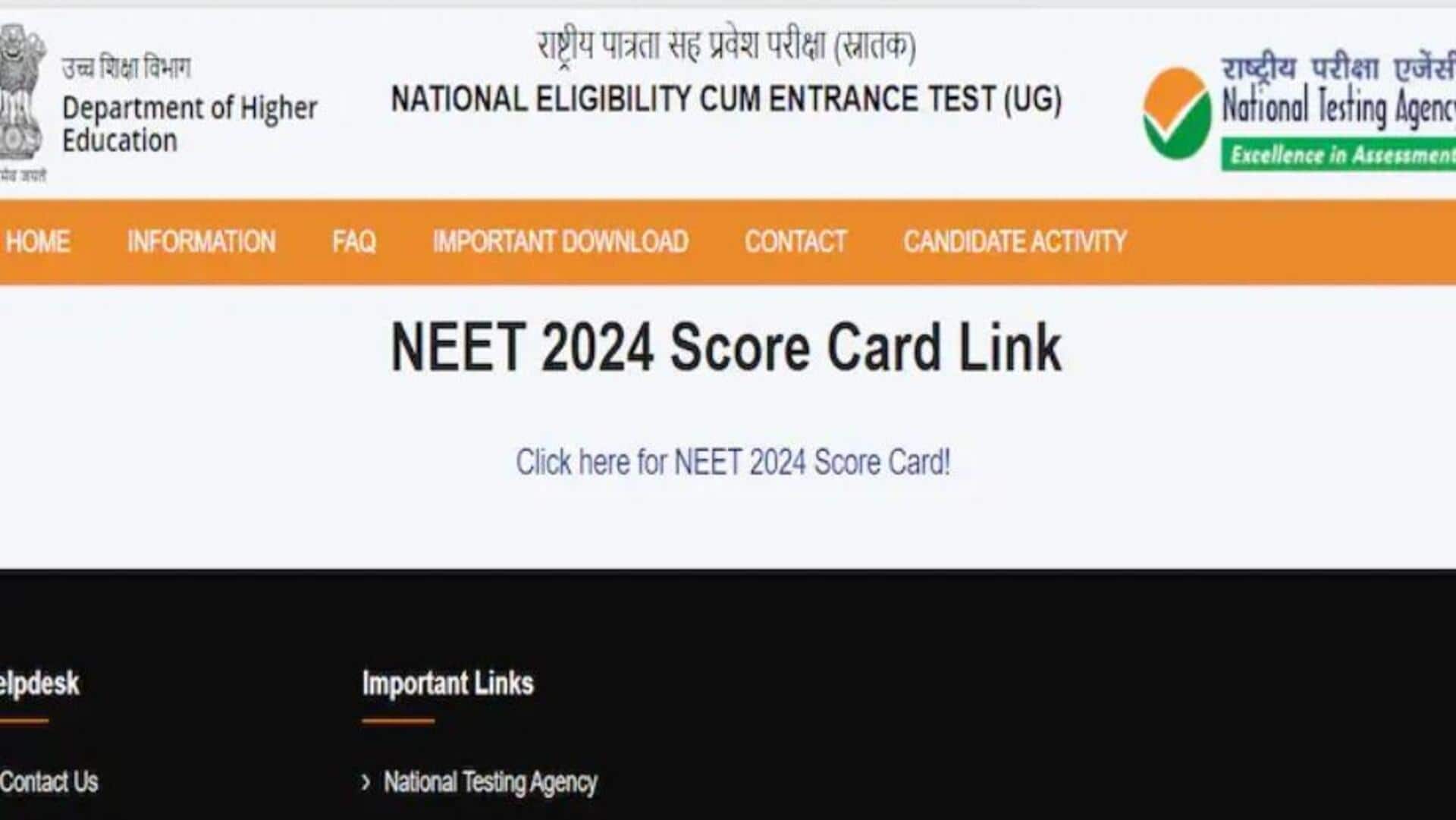 Revised NEET UG 2024 scorecard released: Where to check