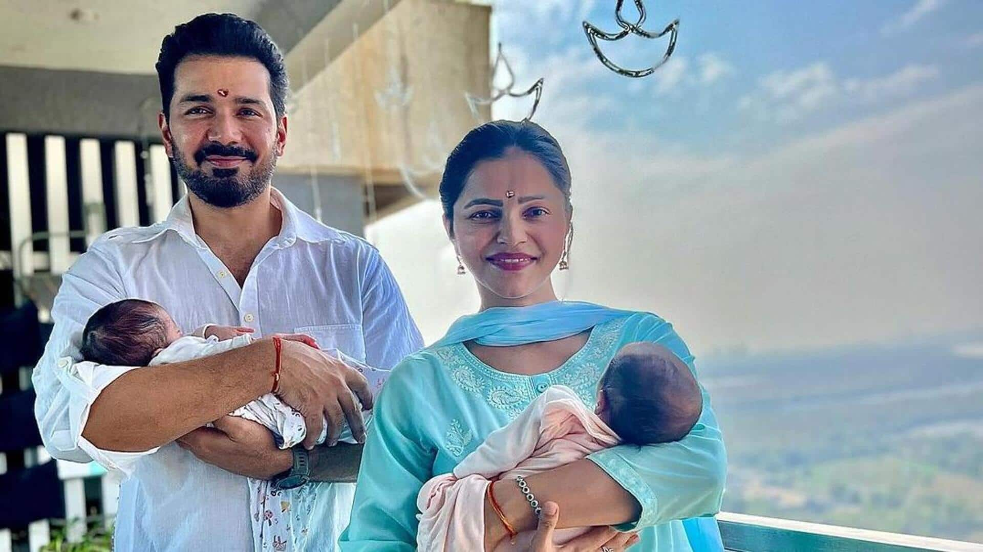 Rubina Dilaik, Abhinav Shukla introduce twin daughters, reveal names