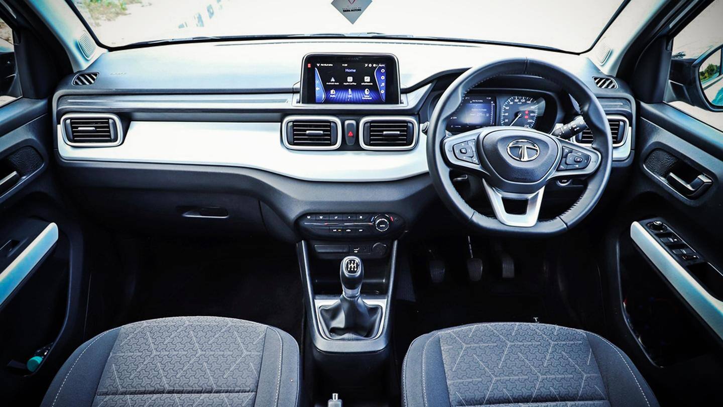 The cabin has a rugged look with white inserts The cabin has a rugged look with white inserts