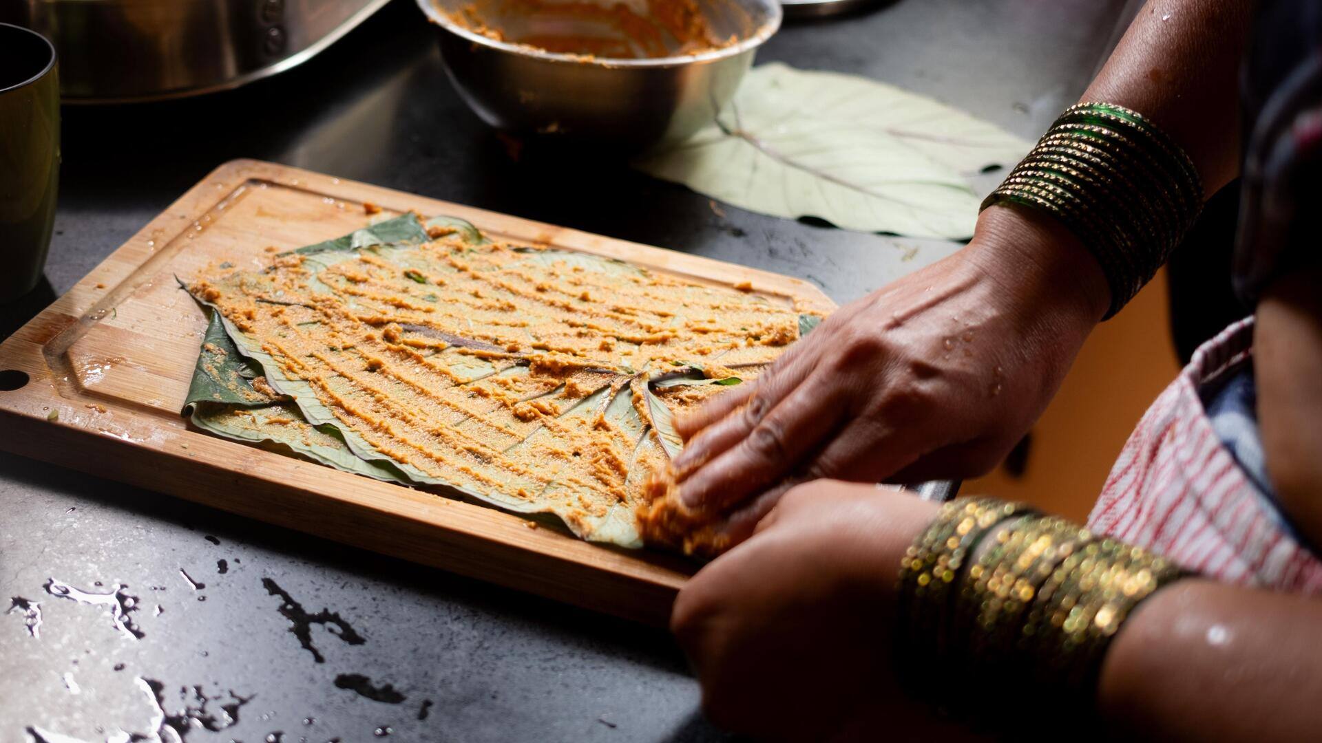 Swap chips for these crispy baked colocasia rolls