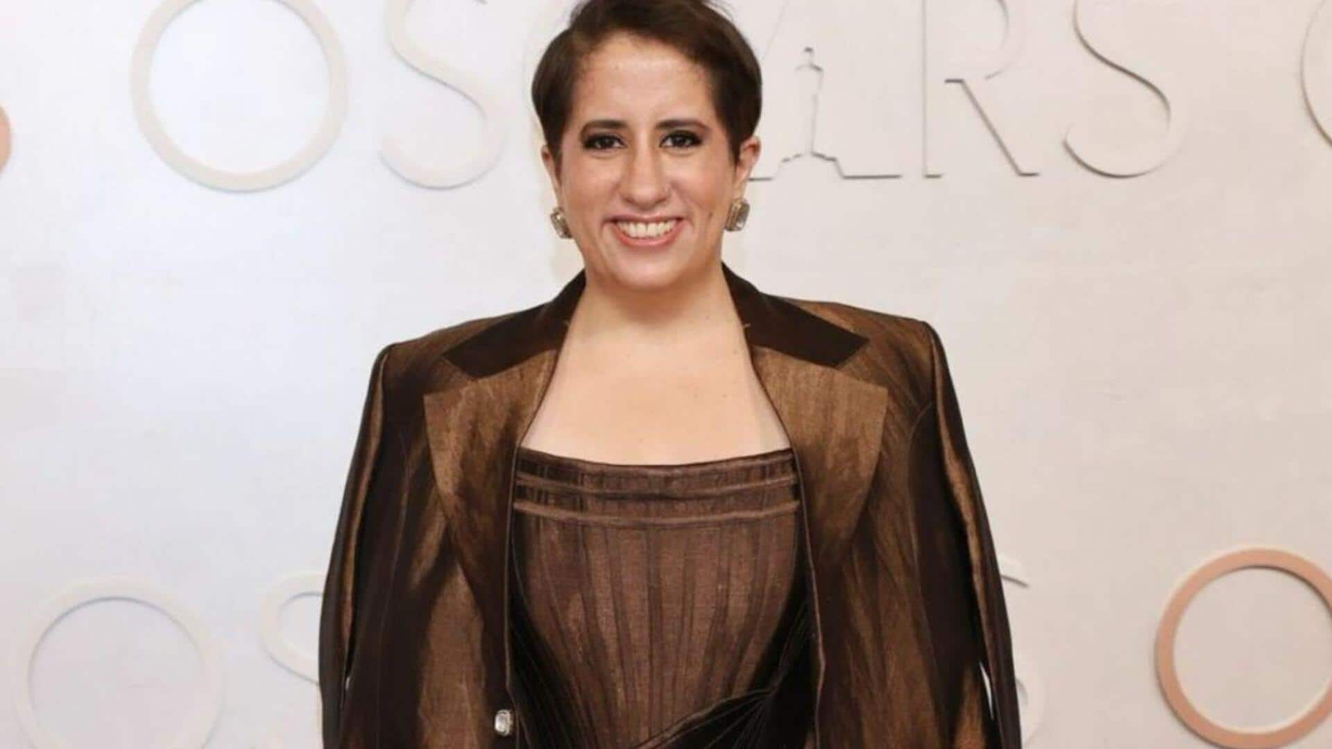 Guneet Monga stuns in Manish Malhotra corset-saree at Oscars 2025 