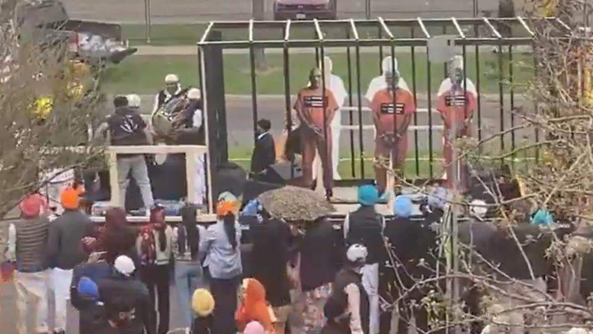 Anti-Hindu protest held in Toronto; caged Modi, Jaishankar's effigies paraded Anti-Hindu protest held in Toronto; caged Modi, Jaishankar's effigies paraded