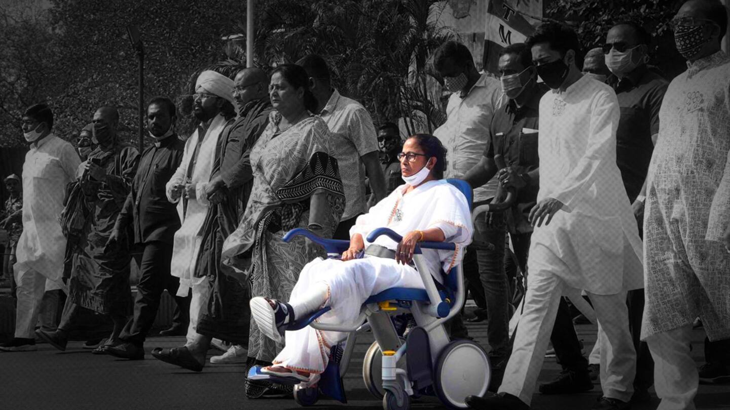 'People's pain bigger': Wheelchair-bound Mamata Banerjee addresses poll rally