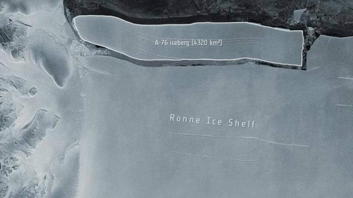 The iceberg spans 4,320 square kilometers The iceberg spans 4,320 square kilometers