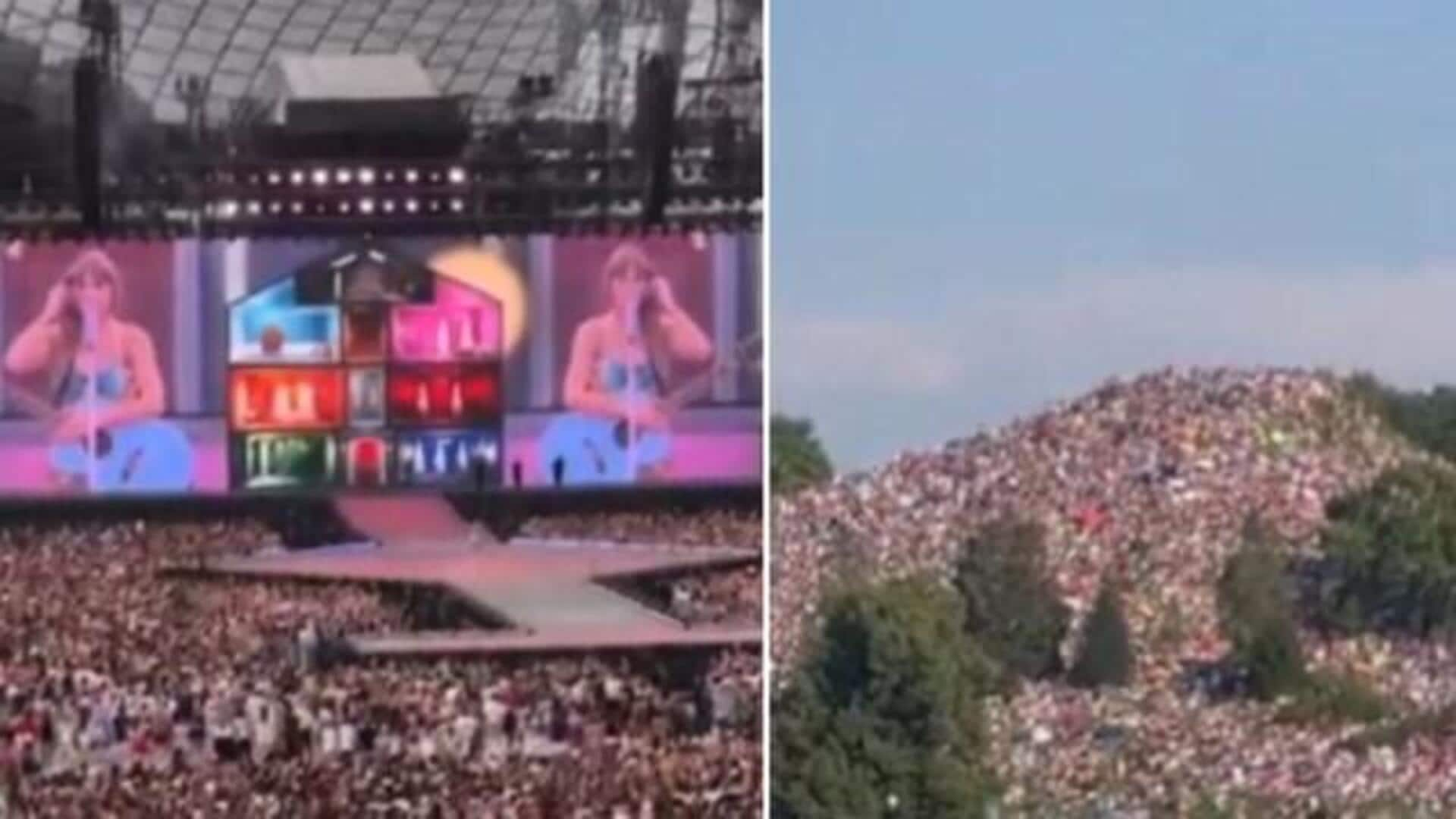 Around 25,000 fans enjoy Taylor's Munich concert from Olympiaberg Hill