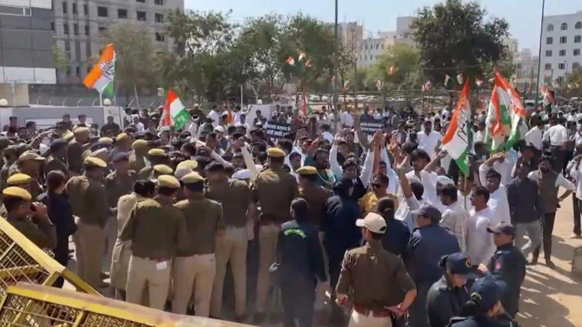 Congress protests outside Rajasthan Assembly over BJP leader's 'dadi' remarks