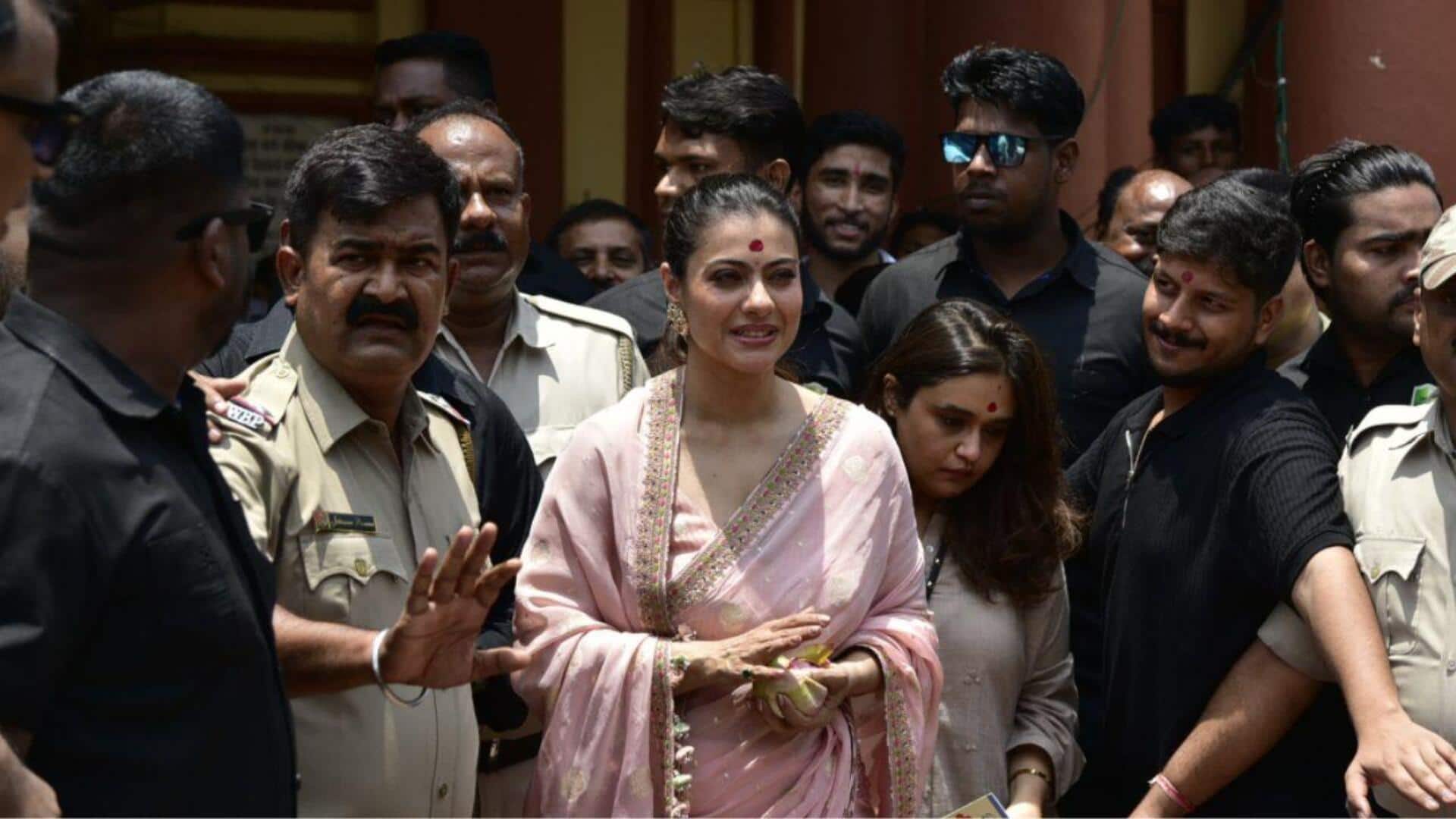 Kajol visits Dakshineswar temple seeking blessings for upcoming film, 'Maa' Kajol visits Dakshineswar temple seeking blessings for upcoming film, 'Maa'
