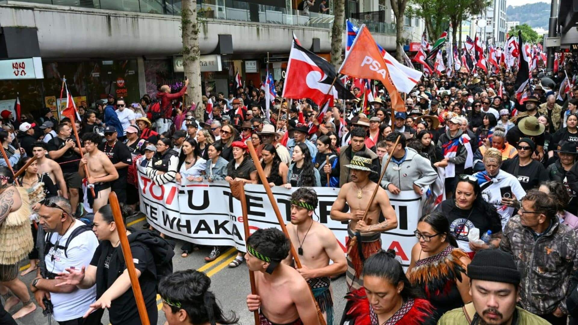 Thousands march against Maori treaty bill in New Zealand